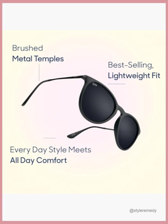 Lightweight Women\'s Sunglasses with Polarized Lenses, Dual Brushed Metal Frame main image 4